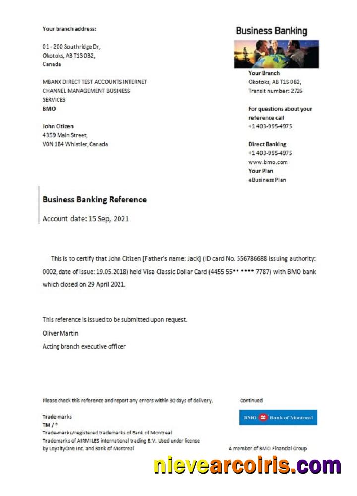 Canada BMO Bank of Montreal closure reference